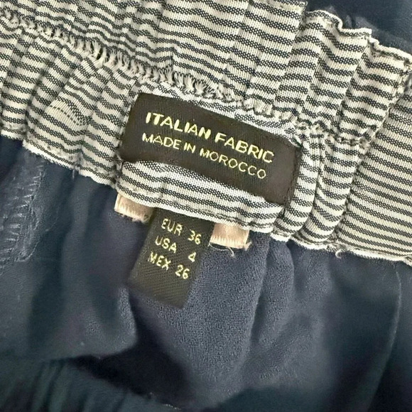 MASSIMO DUTTI | Wide-leg Trousers With Darts Pleats Navy Blue Viscose | Size 4 - Picture 8 of 8